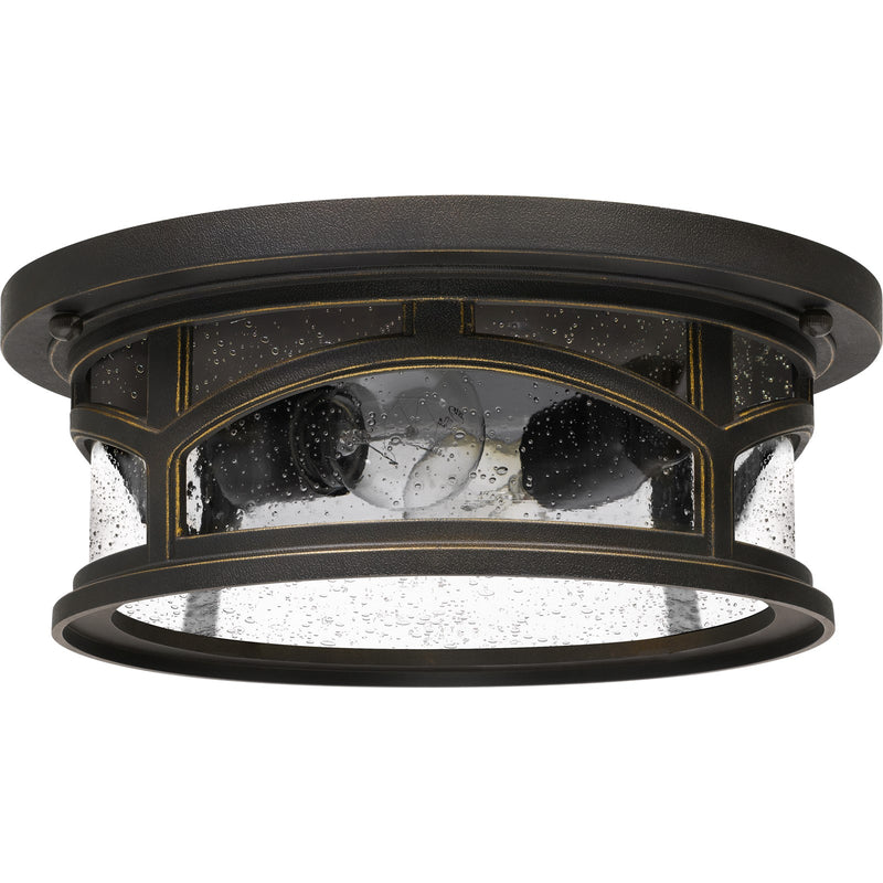 Quoizel Marblehead 13in 2-Light Outdoor Flush Mount | Coastal Palladian Bronze and Clear Seedy Glass | Porch & Entryway | Model MBH1613PN