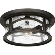 Quoizel Marblehead 13in 2-Light Outdoor Flush Mount | Coastal Palladian Bronze and Clear Seedy Glass | Porch & Entryway | Model MBH1613PN