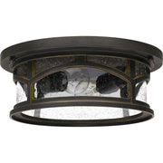 Quoizel Marblehead 13in 2-Light Outdoor Flush Mount | Coastal Palladian Bronze and Clear Seedy Glass | Porch & Entryway | Model MBH1613PN