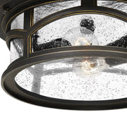 Quoizel Marblehead 13in 2-Light Outdoor Flush Mount | Coastal Palladian Bronze and Clear Seedy Glass | Porch & Entryway | Model MBH1613PN