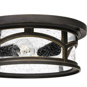Quoizel Marblehead 13in 2-Light Outdoor Flush Mount | Coastal Palladian Bronze and Clear Seedy Glass | Porch & Entryway | Model MBH1613PN