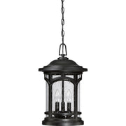 Quoizel Marblehead 11in 3-Light Outdoor Pendant | Coastal Mystic Black and Clear Seedy Glass | Porch & Entryway | 11 x 11 x 18 in | Model MBH1911K
