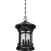 Quoizel Marblehead 11in 3-Light Outdoor Pendant | Coastal Mystic Black and Clear Seedy Glass | Porch & Entryway | 11 x 11 x 18 in | Model MBH1911K