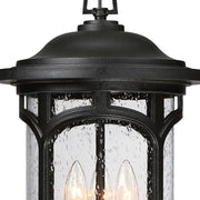 Quoizel Marblehead 11in 3-Light Outdoor Pendant | Coastal Mystic Black and Clear Seedy Glass | Porch & Entryway | 11 x 11 x 18 in | Model MBH1911K
