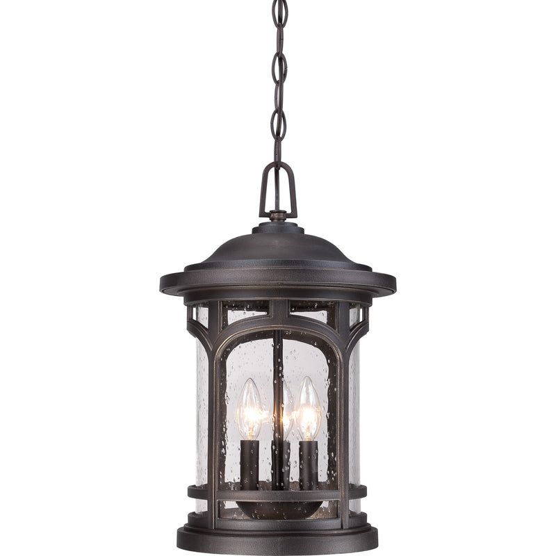 Quoizel Marblehead 11in 3-Light Outdoor Lantern | Coastal Palladian Bronze and Clear Seedy Glass | Front Porch & Entryway | Model MBH1911PN