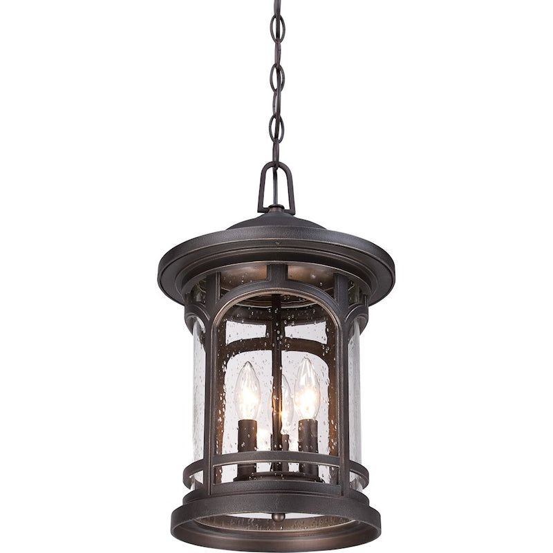 Quoizel Marblehead 11in 3-Light Outdoor Lantern | Coastal Palladian Bronze and Clear Seedy Glass | Front Porch & Entryway | Model MBH1911PN