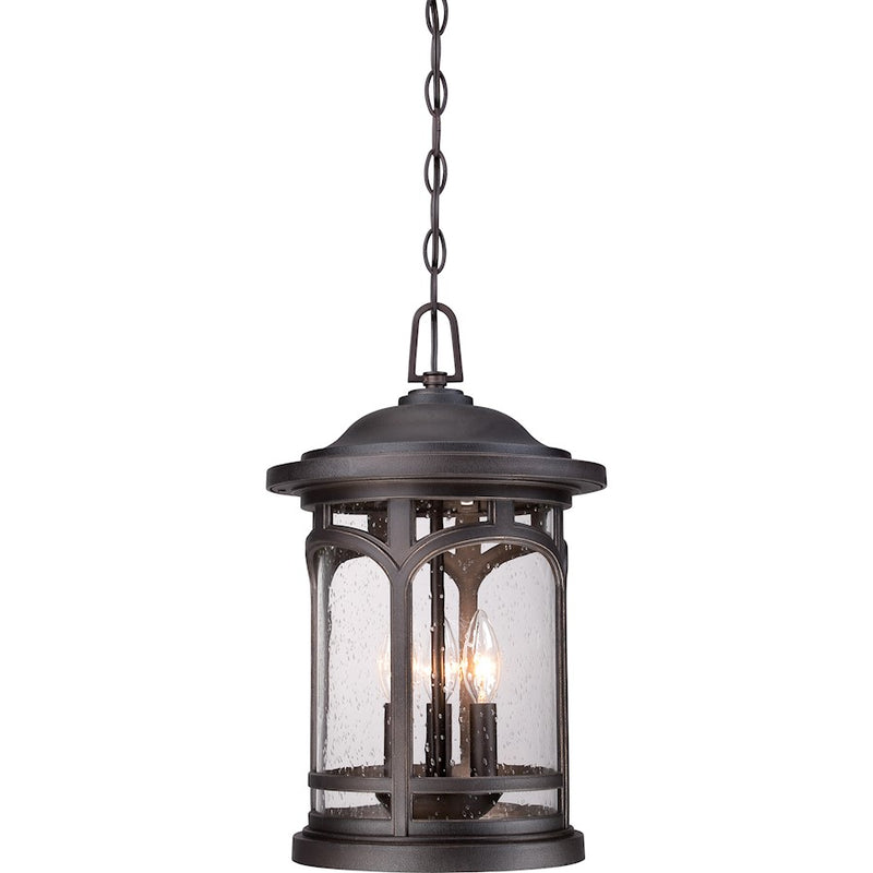 Quoizel Marblehead 11in 3-Light Outdoor Lantern | Coastal Palladian Bronze and Clear Seedy Glass | Front Porch & Entryway | Model MBH1911PN