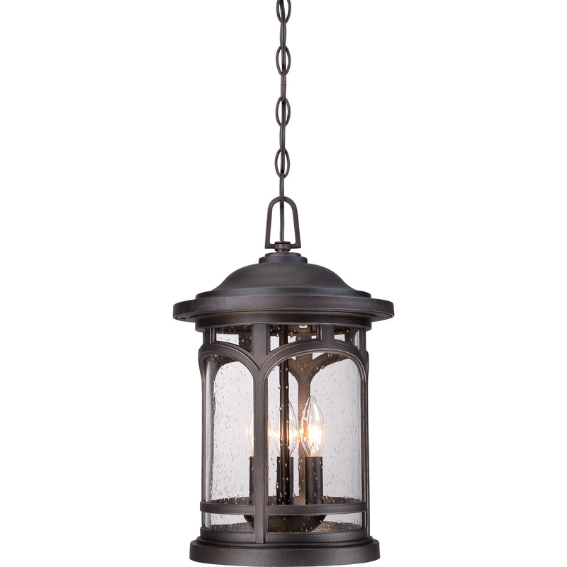 Quoizel Marblehead 11in 3-Light Outdoor Lantern | Coastal Palladian Bronze and Clear Seedy Glass | Front Porch & Entryway | Model MBH1911PN