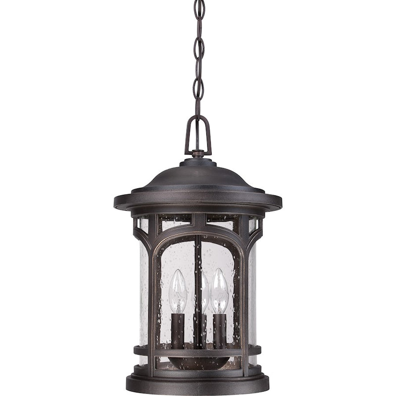 Quoizel Marblehead 11in 3-Light Outdoor Lantern | Coastal Palladian Bronze and Clear Seedy Glass | Front Porch & Entryway | Model MBH1911PN