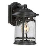 Quoizel Marblehead 7in 1-Light Outdoor Lantern | Coastal Mystic Black and Clear Seedy Glass | Front Porch & Entryway | 7 x 8 x 11 in | Model MBH8407K