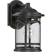 Quoizel Marblehead 7in 1-Light Outdoor Lantern | Coastal Mystic Black and Clear Seedy Glass | Front Porch & Entryway | 7 x 8 x 11 in | Model MBH8407K