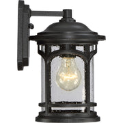 Quoizel Marblehead 7in 1-Light Outdoor Lantern | Coastal Mystic Black and Clear Seedy Glass | Front Porch & Entryway | 7 x 8 x 11 in | Model MBH8407K