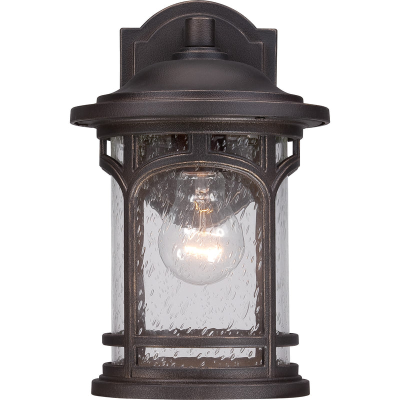 Quoizel Marblehead 7in 1-Light Outdoor Lantern | Coastal Palladian Bronze and Clear Seedy Glass | Front Porch & Entryway | Model MBH8407PN