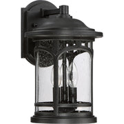 Quoizel Marblehead 9in 3-Light Outdoor Lantern | Coastal Mystic Black and Clear Seedy Glass | Front Porch & Entryway | Model MBH8409K