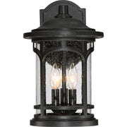 Quoizel Marblehead 9in 3-Light Outdoor Lantern | Coastal Mystic Black and Clear Seedy Glass | Front Porch & Entryway | Model MBH8409K