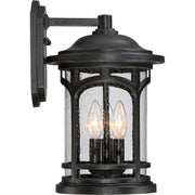 Quoizel Marblehead 9in 3-Light Outdoor Lantern | Coastal Mystic Black and Clear Seedy Glass | Front Porch & Entryway | Model MBH8409K