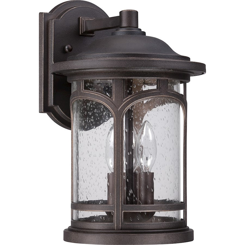 Quoizel Marblehead 10in 3-Light Outdoor Lantern | Coastal Palladian Bronze and Clear Seedy Glass | Front Porch & Entryway | Model MBH8409PN