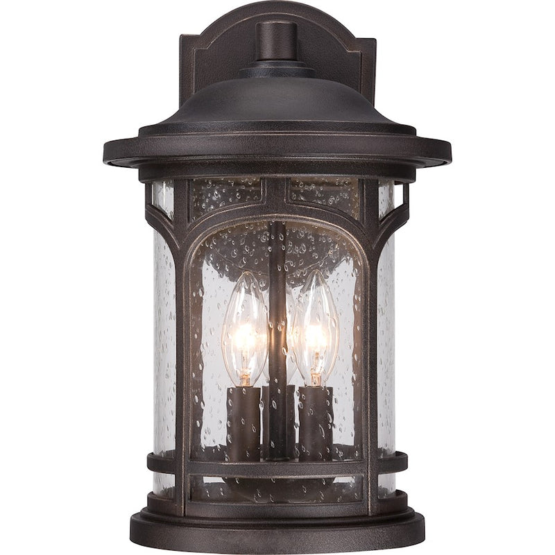 Quoizel Marblehead 10in 3-Light Outdoor Lantern | Coastal Palladian Bronze and Clear Seedy Glass | Front Porch & Entryway | Model MBH8409PN