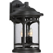 Quoizel Marblehead 12in 3-Light Outdoor Lantern | Coastal Mystic Black and Clear Seedy Glass | Front Porch & Entryway | Model MBH8411K