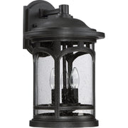 Quoizel Marblehead 12in 3-Light Outdoor Lantern | Coastal Mystic Black and Clear Seedy Glass | Front Porch & Entryway | Model MBH8411K
