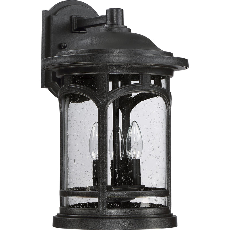 Quoizel Marblehead 12in 3-Light Outdoor Lantern | Coastal Mystic Black and Clear Seedy Glass | Front Porch & Entryway | Model MBH8411K