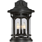 Quoizel Marblehead 12in 3-Light Outdoor Lantern | Coastal Mystic Black and Clear Seedy Glass | Front Porch & Entryway | Model MBH8411K