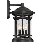 Quoizel Marblehead 12in 3-Light Outdoor Lantern | Coastal Mystic Black and Clear Seedy Glass | Front Porch & Entryway | Model MBH8411K