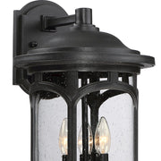 Quoizel Marblehead 12in 3-Light Outdoor Lantern | Coastal Mystic Black and Clear Seedy Glass | Front Porch & Entryway | Model MBH8411K