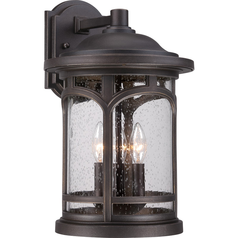 Quoizel Marblehead 12in 3-Light Outdoor Lantern | Coastal Palladian Bronze and Clear Seedy Glass | Front Porch & Entryway | Model MBH8411PN