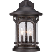 Quoizel Marblehead 12in 3-Light Outdoor Lantern | Coastal Palladian Bronze and Clear Seedy Glass | Front Porch & Entryway | Model MBH8411PN