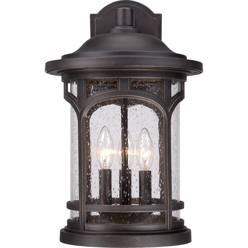 Quoizel Marblehead 12in 3-Light Outdoor Lantern | Coastal Palladian Bronze and Clear Seedy Glass | Front Porch & Entryway | Model MBH8411PN