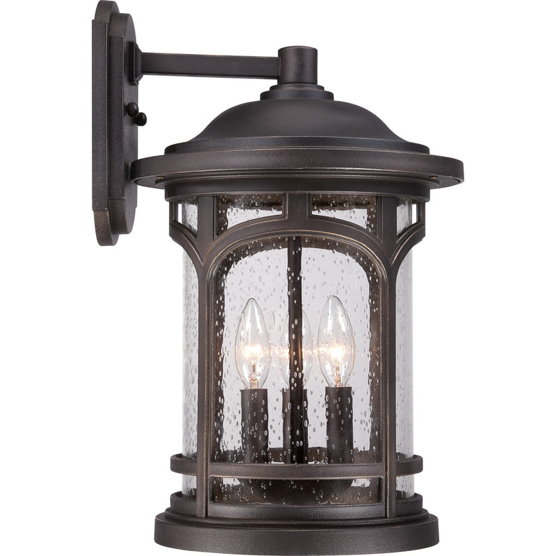 Quoizel Marblehead 12in 3-Light Outdoor Lantern | Coastal Palladian Bronze and Clear Seedy Glass | Front Porch & Entryway | Model MBH8411PN