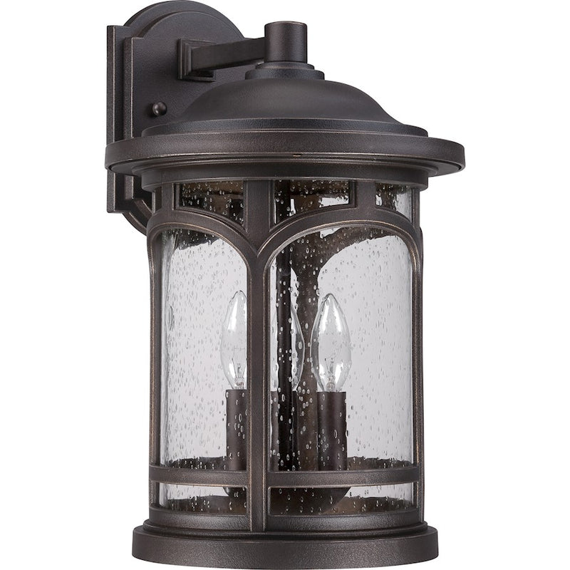 Quoizel Marblehead 12in 3-Light Outdoor Lantern | Coastal Palladian Bronze and Clear Seedy Glass | Front Porch & Entryway | Model MBH8411PN
