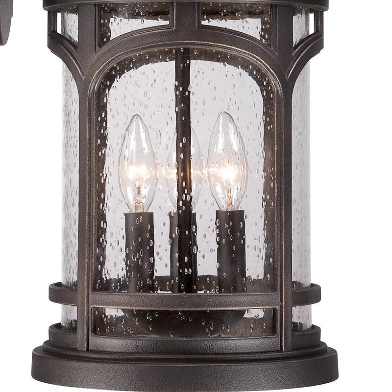 Quoizel Marblehead 12in 3-Light Outdoor Lantern | Coastal Palladian Bronze and Clear Seedy Glass | Front Porch & Entryway | Model MBH8411PN
