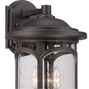 Quoizel Marblehead 12in 3-Light Outdoor Lantern | Coastal Palladian Bronze and Clear Seedy Glass | Front Porch & Entryway | Model MBH8411PN