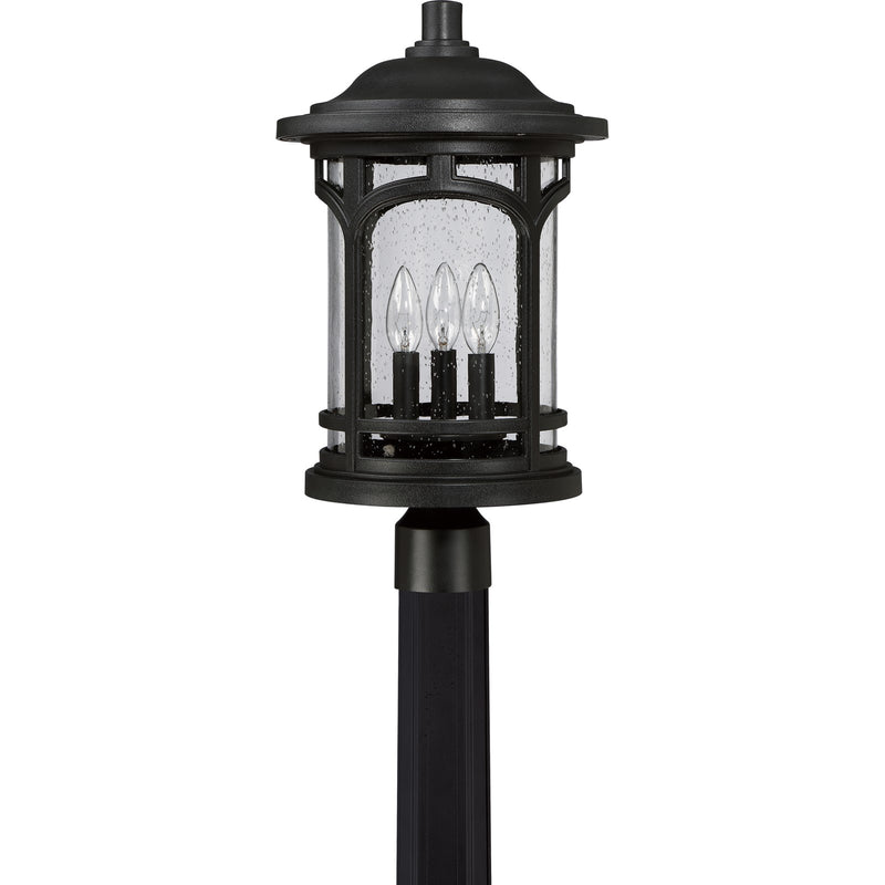 Quoizel Marblehead 11in 3-Light Outdoor Lantern | Coastal Mystic Black and Clear Seedy Glass | Front Porch & Entryway | Model MBH9011K