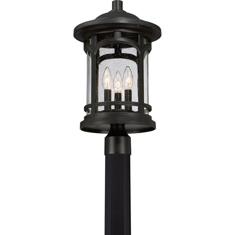 Quoizel Marblehead 11in 3-Light Outdoor Lantern | Coastal Mystic Black and Clear Seedy Glass | Front Porch & Entryway | Model MBH9011K