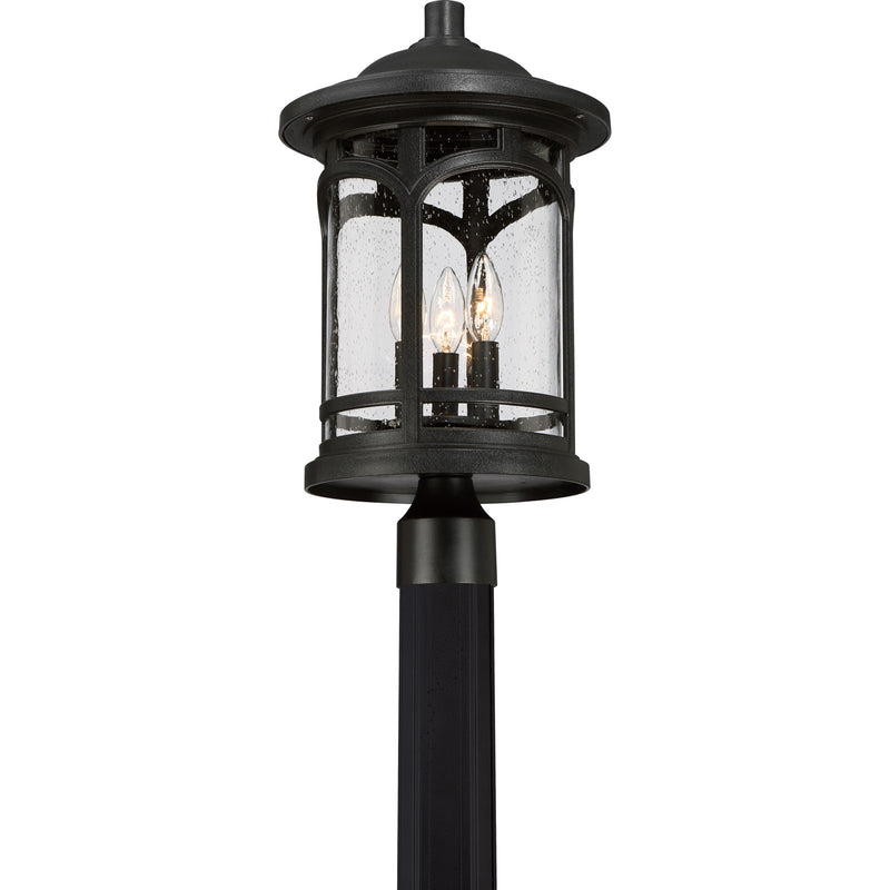 Quoizel Marblehead 11in 3-Light Outdoor Lantern | Coastal Mystic Black and Clear Seedy Glass | Front Porch & Entryway | Model MBH9011K