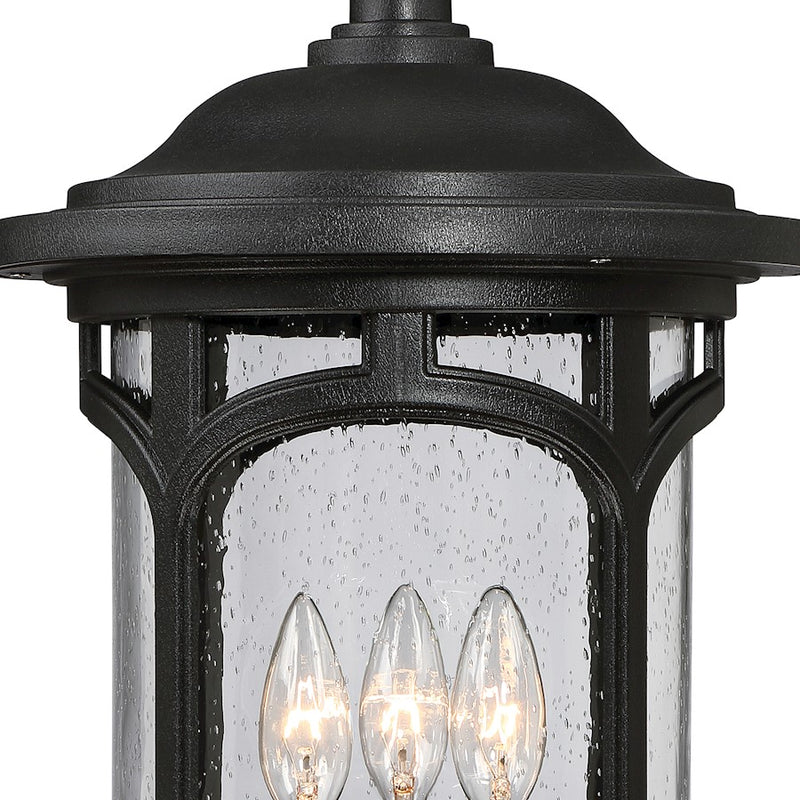 Quoizel Marblehead 11in 3-Light Outdoor Lantern | Coastal Mystic Black and Clear Seedy Glass | Front Porch & Entryway | Model MBH9011K