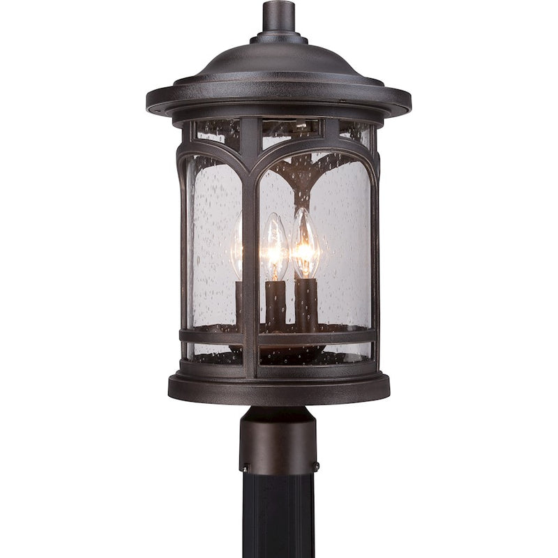 Quoizel Marblehead 11in 3-Light Outdoor Lantern | Coastal Palladian Bronze and Clear Seedy Glass | Front Porch & Entryway | Model MBH9011PN