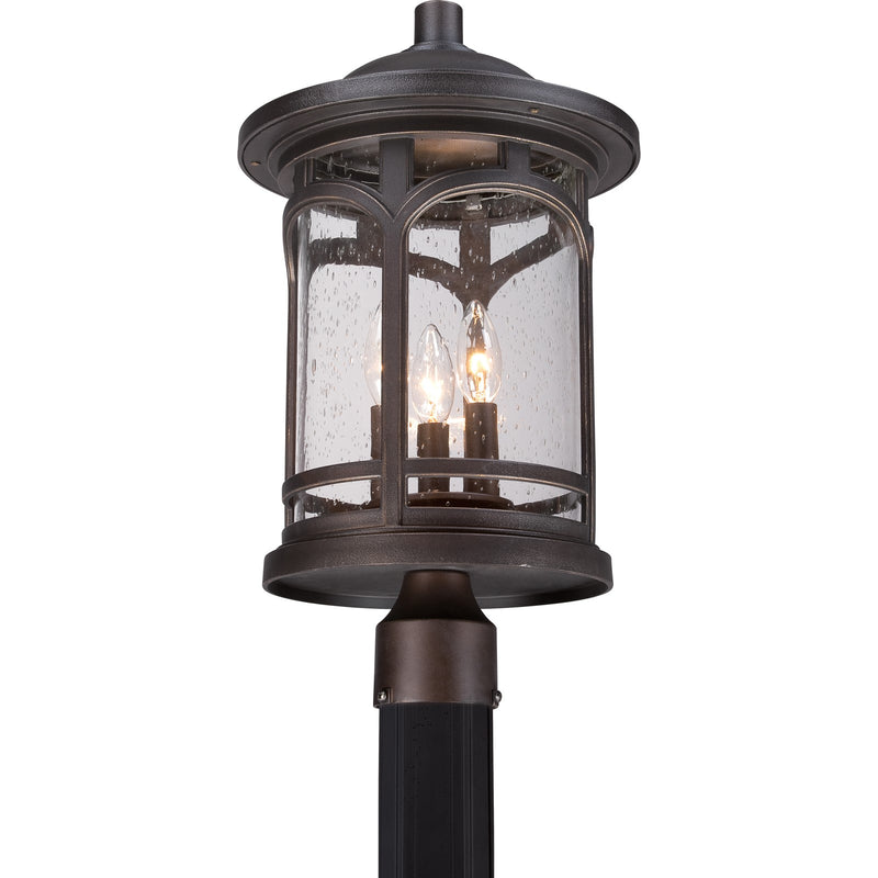Quoizel Marblehead 11in 3-Light Outdoor Lantern | Coastal Palladian Bronze and Clear Seedy Glass | Front Porch & Entryway | Model MBH9011PN