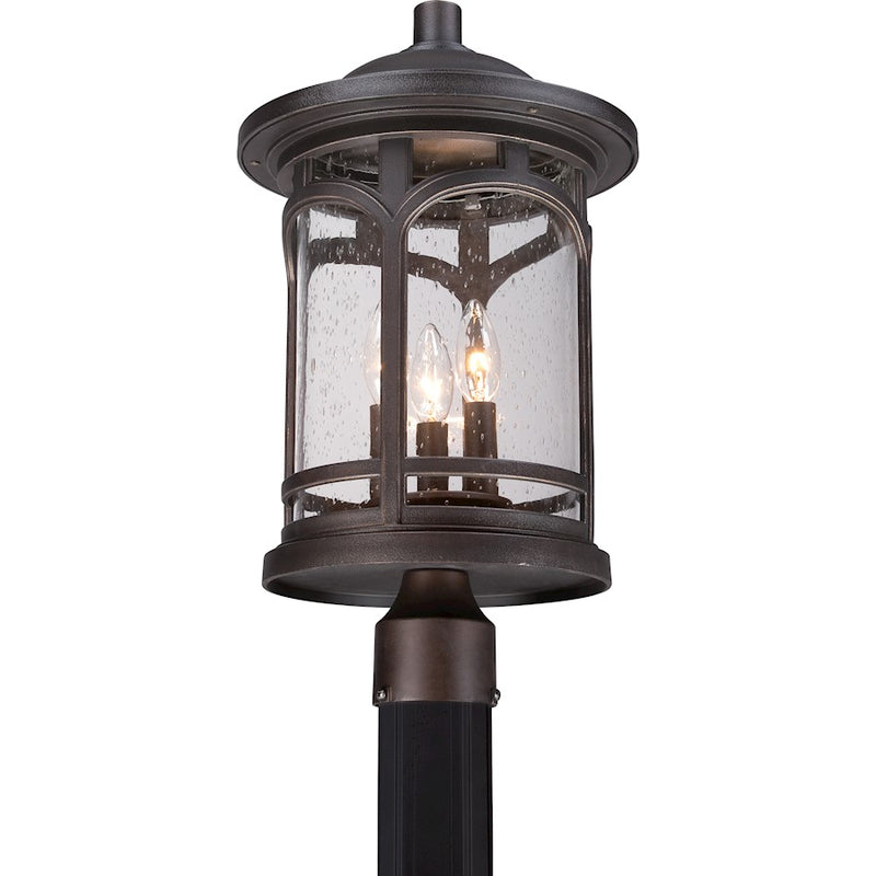 Quoizel Marblehead 11in 3-Light Outdoor Lantern | Coastal Palladian Bronze and Clear Seedy Glass | Front Porch & Entryway | Model MBH9011PN