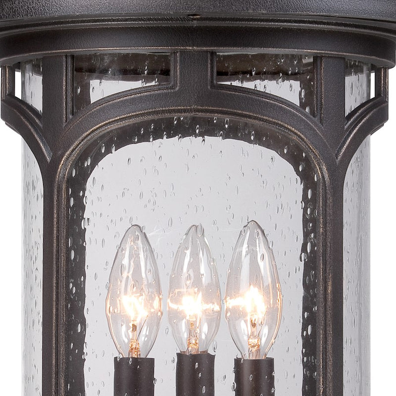 Quoizel Marblehead 11in 3-Light Outdoor Lantern | Coastal Palladian Bronze and Clear Seedy Glass | Front Porch & Entryway | Model MBH9011PN