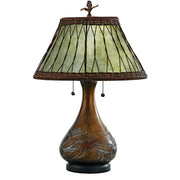 Quoizel Highland 25in Table Lamp | Naturals Bronzed Resin and Oyster Mica Wicker Shade | Bedroom & Living Room Reading Light | Model MC120T