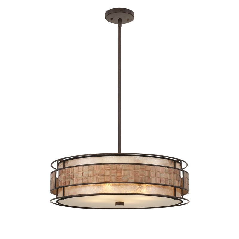 Quoizel Laguna 22in 4-Light Pendant | Naturals Renaissance Copper and Oyster Mica | Dining Room & Kitchen Island | 22 x 22 x 6.5 in | Model MC8420CRC