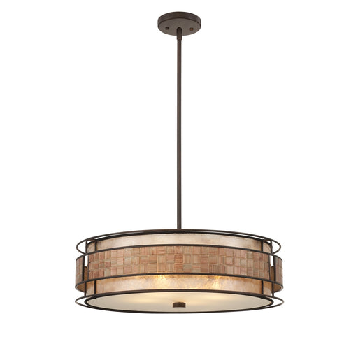 Quoizel Laguna 22in 4-Light Pendant | Naturals Renaissance Copper and Oyster Mica | Dining Room & Kitchen Island | 22 x 22 x 6.5 in | Model MC8420CRC