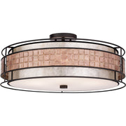Quoizel Laguna 22in 4-Light Pendant | Naturals Renaissance Copper and Oyster Mica | Dining Room & Kitchen Island | 22 x 22 x 6.5 in | Model MC8420CRC