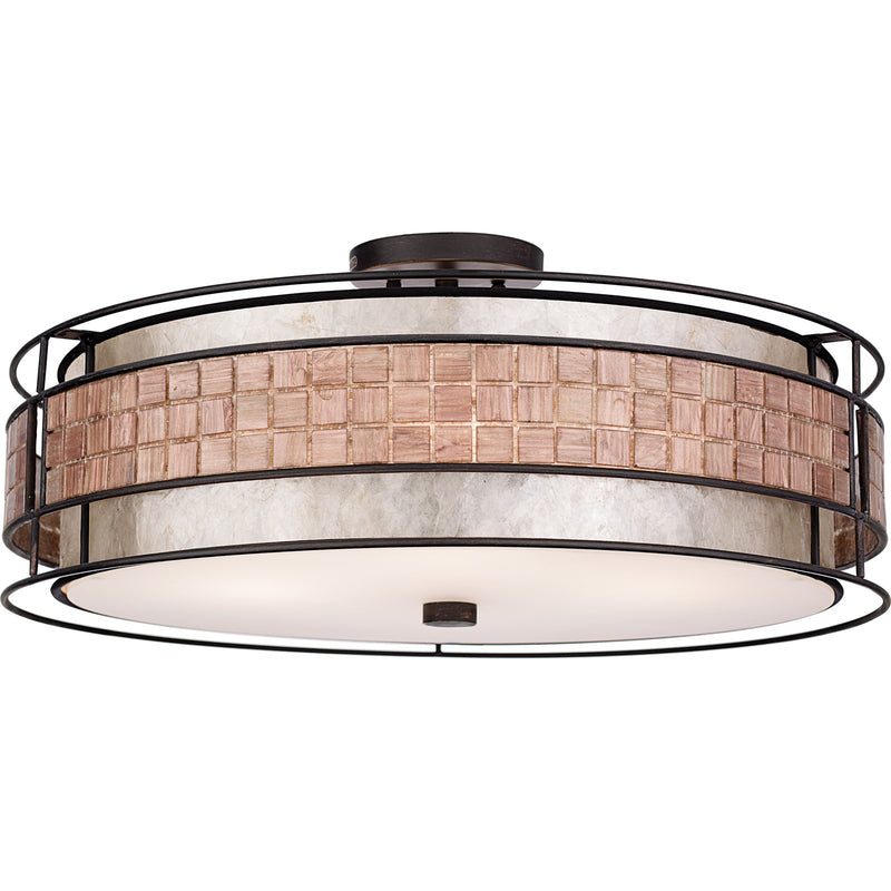 Quoizel Laguna 22in 4-Light Pendant | Naturals Renaissance Copper and Oyster Mica | Dining Room & Kitchen Island | 22 x 22 x 6.5 in | Model MC8420CRC