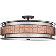 Quoizel Laguna 22in 4-Light Pendant | Naturals Renaissance Copper and Oyster Mica | Dining Room & Kitchen Island | 22 x 22 x 6.5 in | Model MC8420CRC