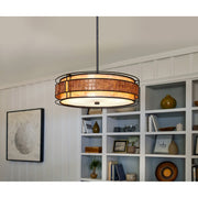 Quoizel Laguna 22in 4-Light Pendant | Naturals Renaissance Copper and Oyster Mica | Dining Room & Kitchen Island | 22 x 22 x 6.5 in | Model MC8420CRC